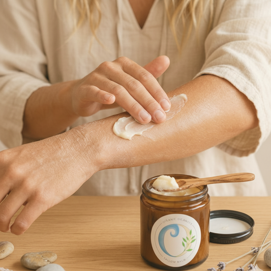 Tallow Balm 4 oz — applied to skin